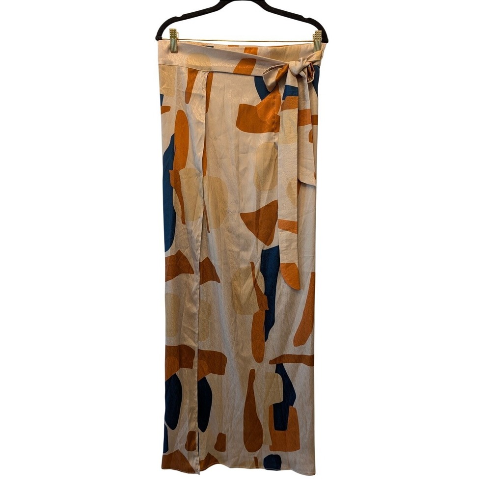 DIARRABLU XL Abstract Geometric Wrap Maxi Skirt Terracotta Navy Artisan Senegal